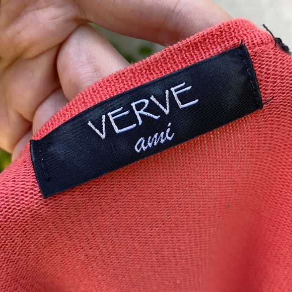 Verve Ami Tie Dye Red White Asymmetrical Waterfall Drape Cardigan Sweater - Picture 7 of 7